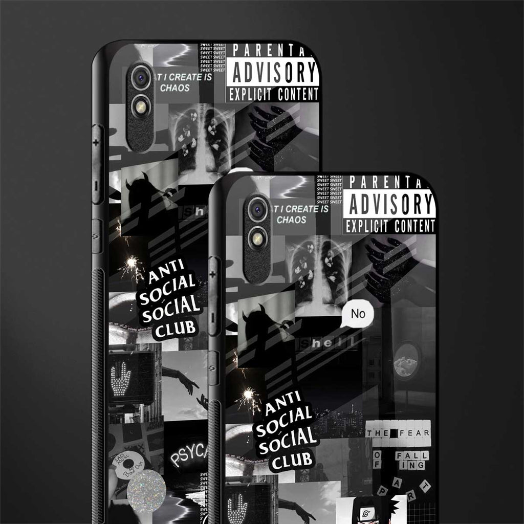 anti social social club dark edition glass case for redmi 9a image-2