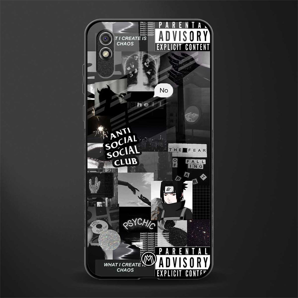 anti social social club dark edition glass case for redmi 9i image