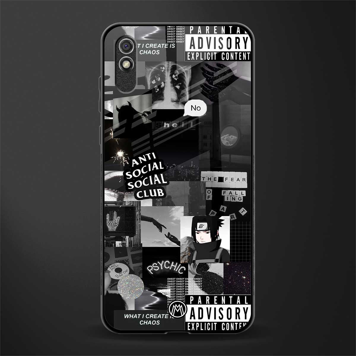 anti social social club dark edition glass case for redmi 9i image