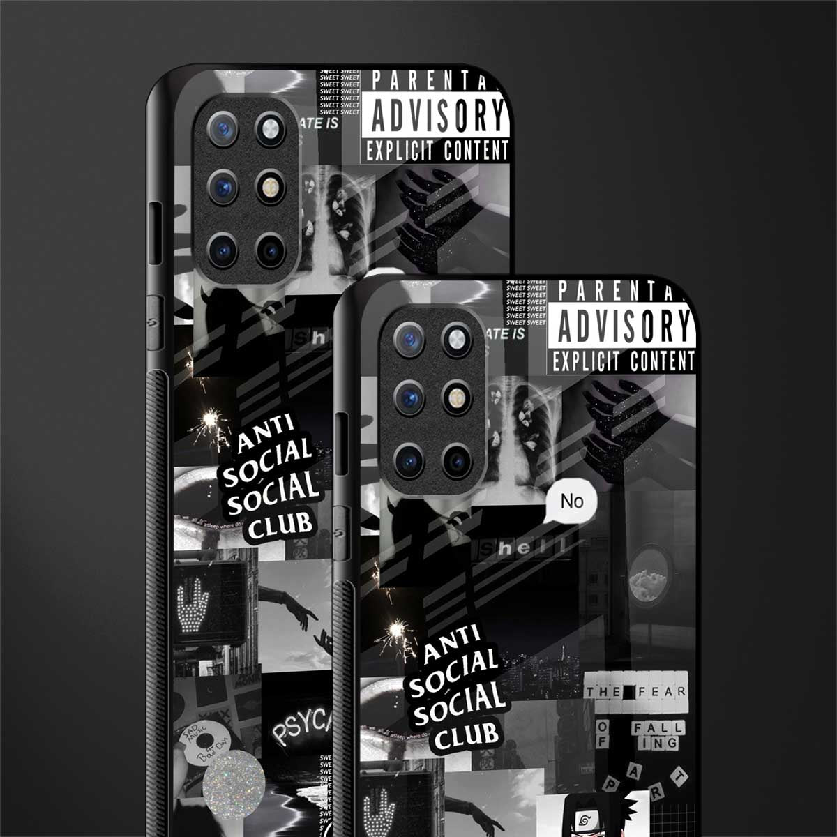 anti social social club dark edition glass case for oneplus 8t image-2