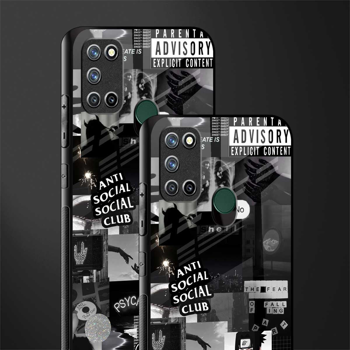 anti social social club dark edition glass case for realme 7i image-2
