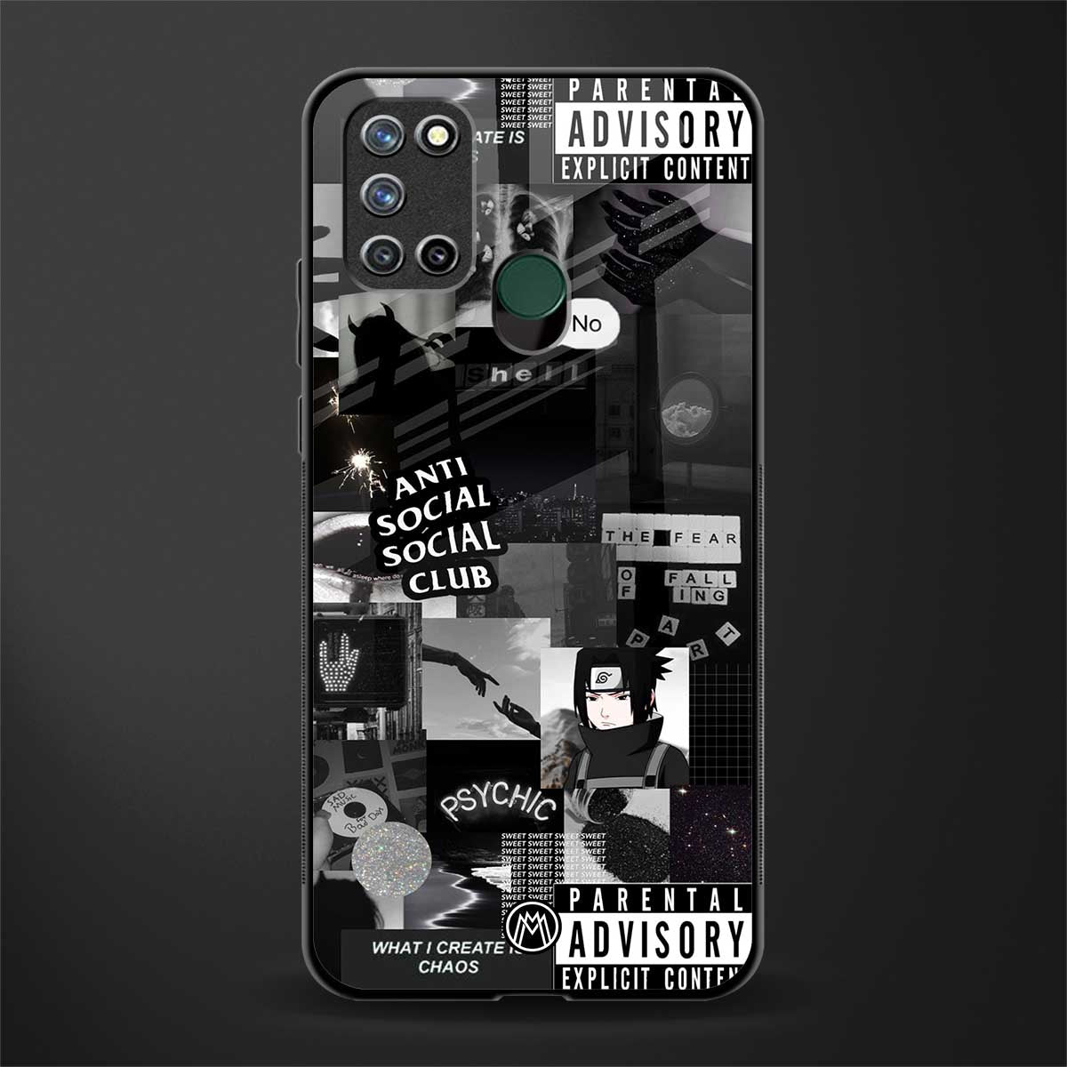 anti social social club dark edition glass case for realme 7i image
