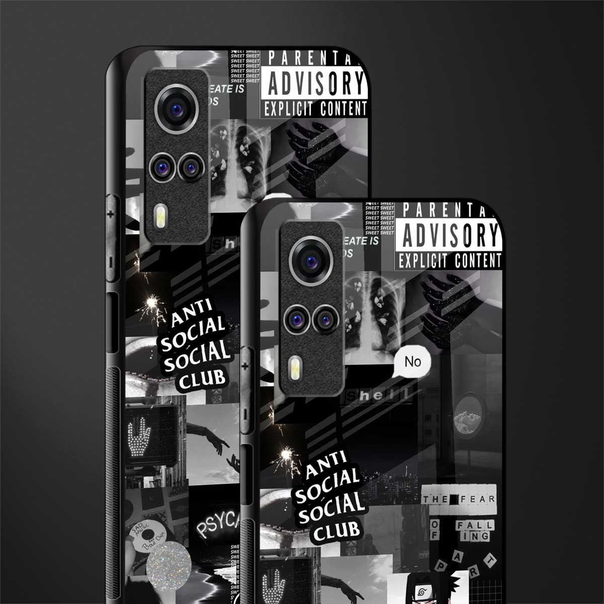 anti social social club dark edition glass case for vivo y31 image-2