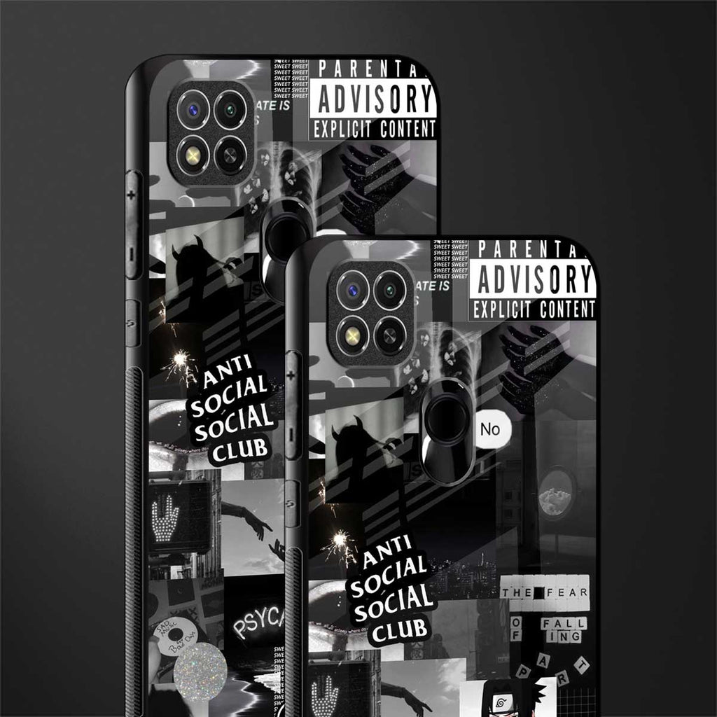 anti social social club dark edition glass case for redmi 9c image-2