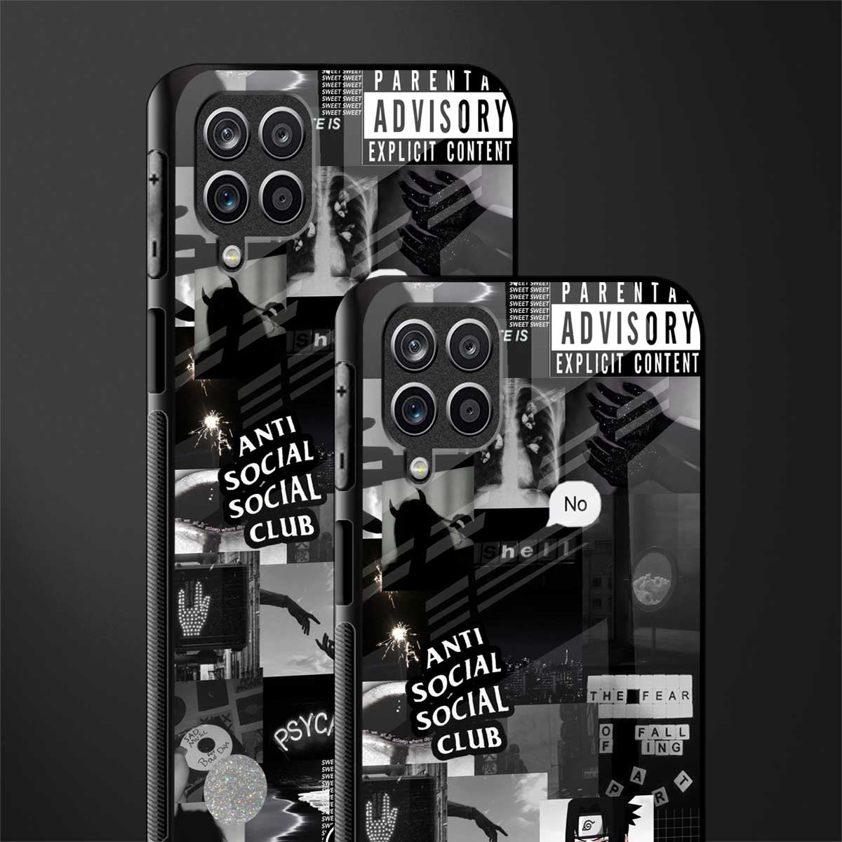anti social social club dark edition glass case for samsung galaxy f12 image-2