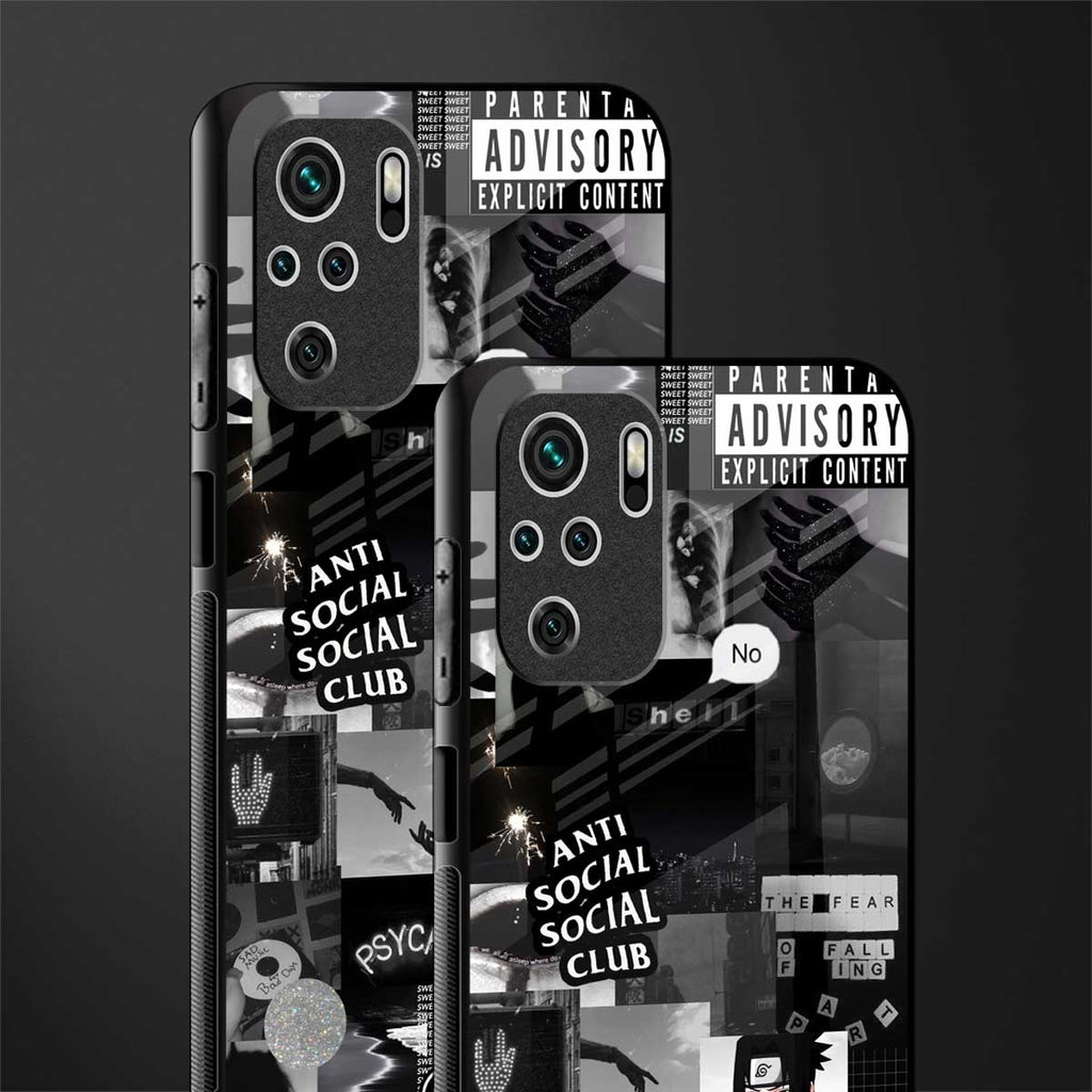 anti social social club dark edition glass case for redmi note 10s image-2