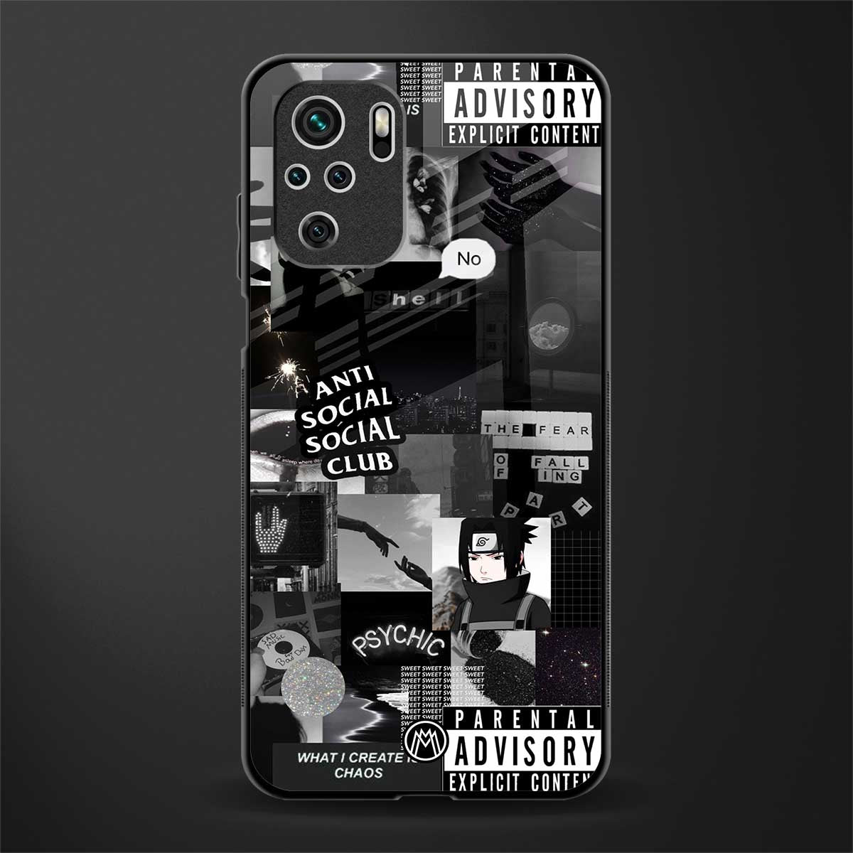 anti social social club dark edition glass case for redmi note 10 image
