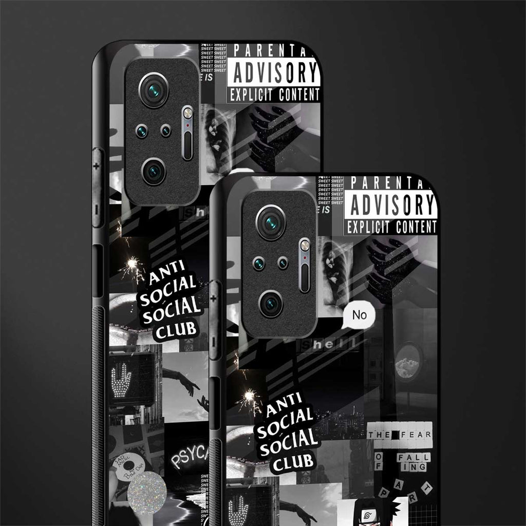 anti social social club dark edition glass case for redmi note 10 pro image-2