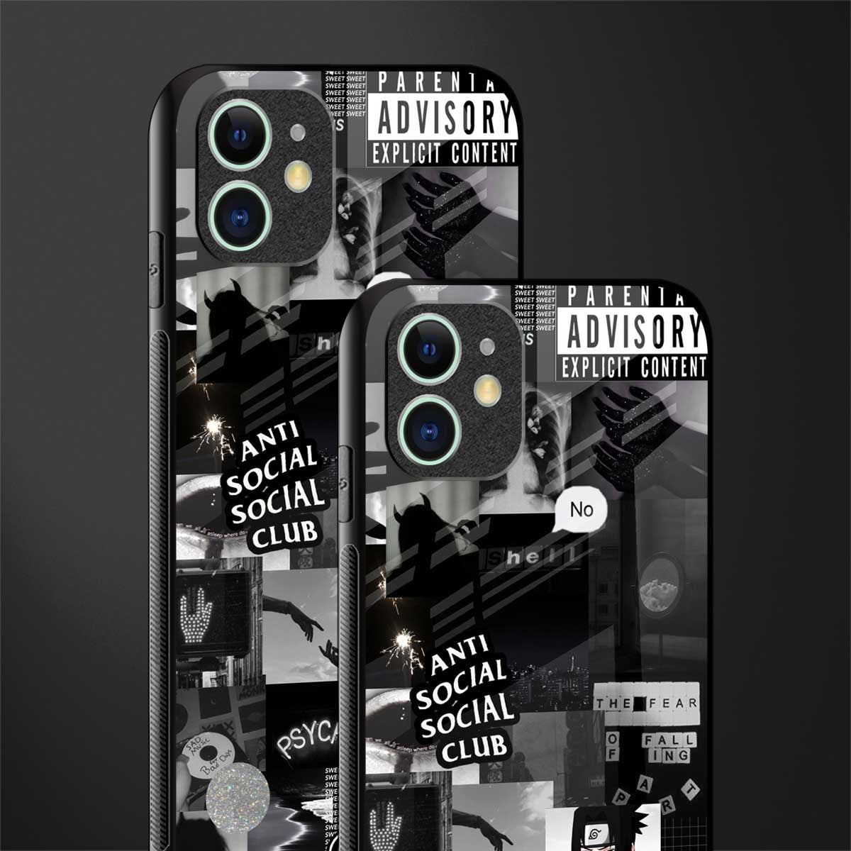 anti social social club dark edition glass case for iphone 11 image-2