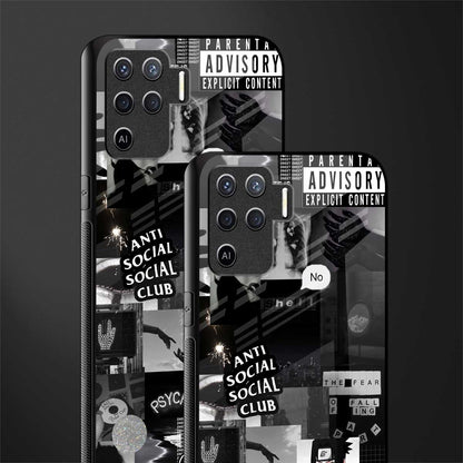 anti social social club dark edition glass case for oppo f19 pro image-2