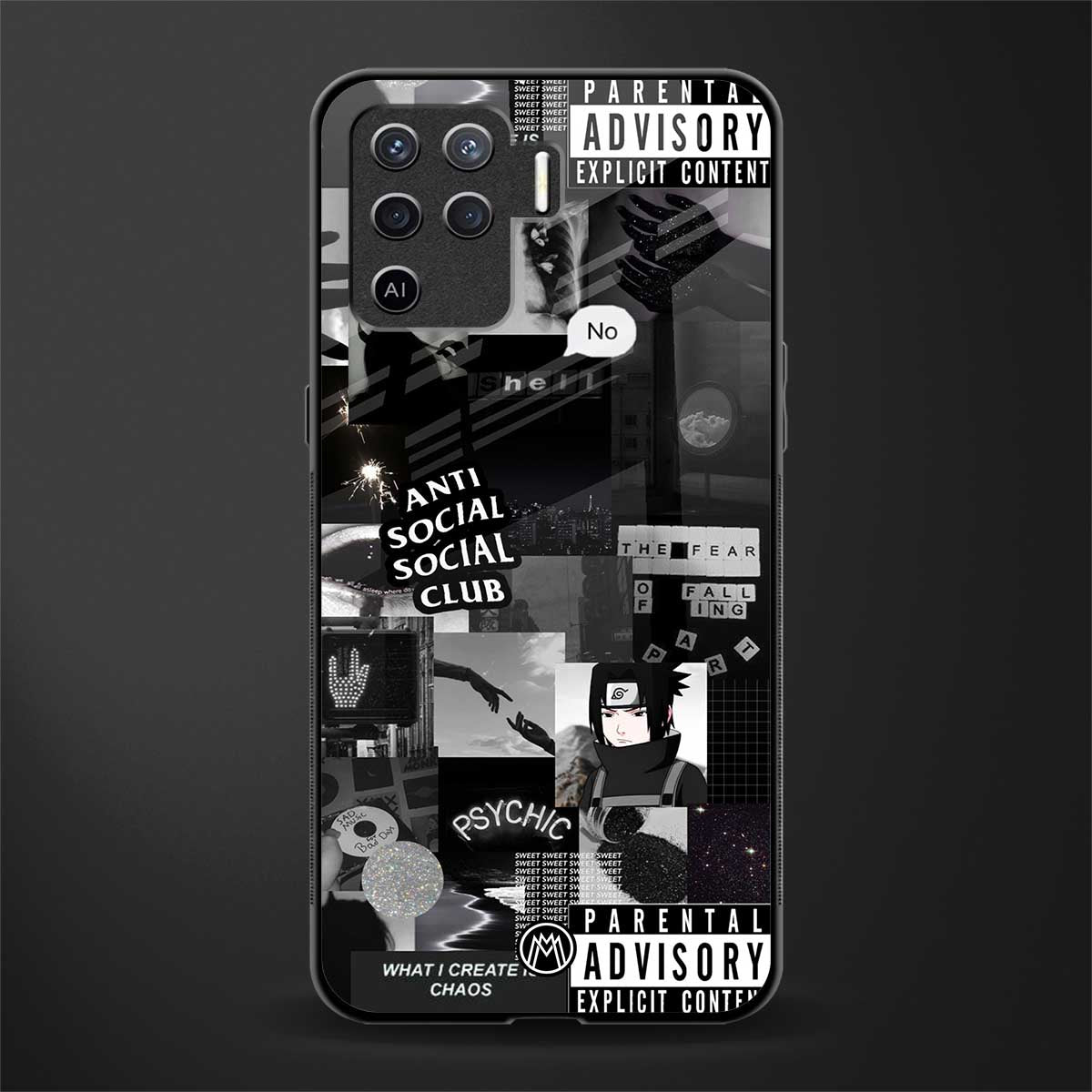 anti social social club dark edition glass case for oppo f19 pro image