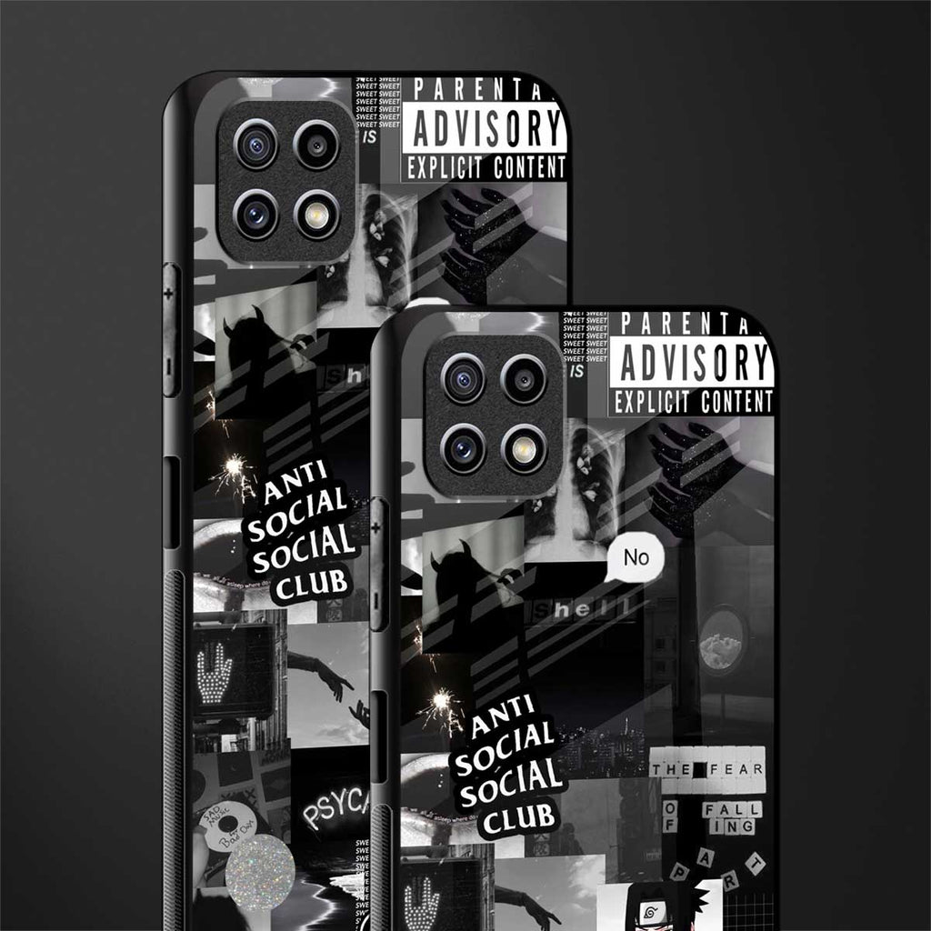 anti social social club dark edition glass case for samsung galaxy a22 5g image-2