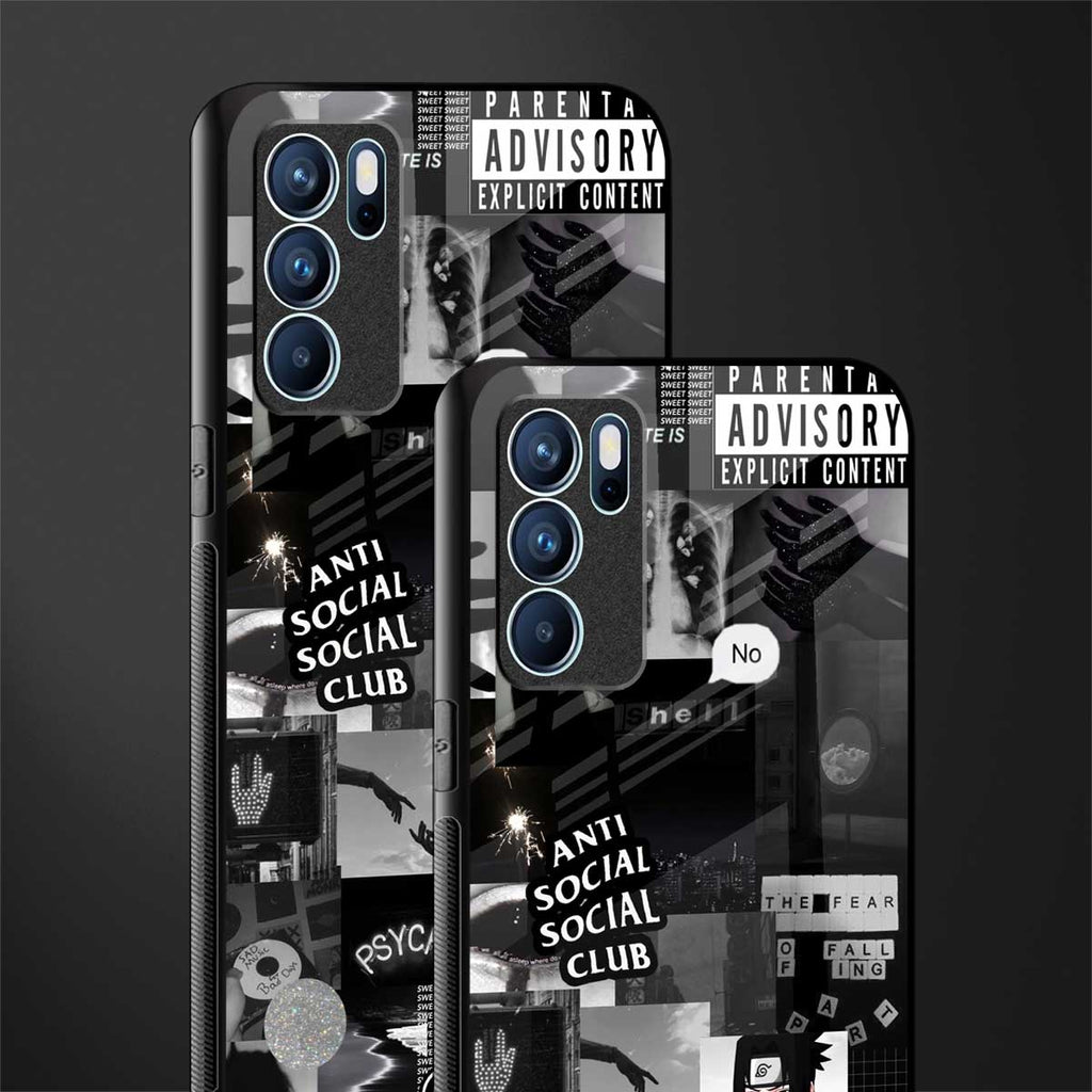 anti social social club dark edition glass case for oppo reno6 pro 5g image-2