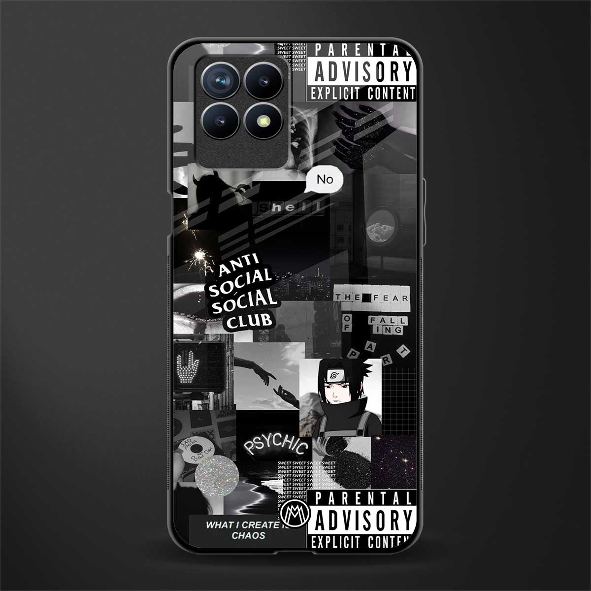 anti social social club dark edition glass case for realme 8i image