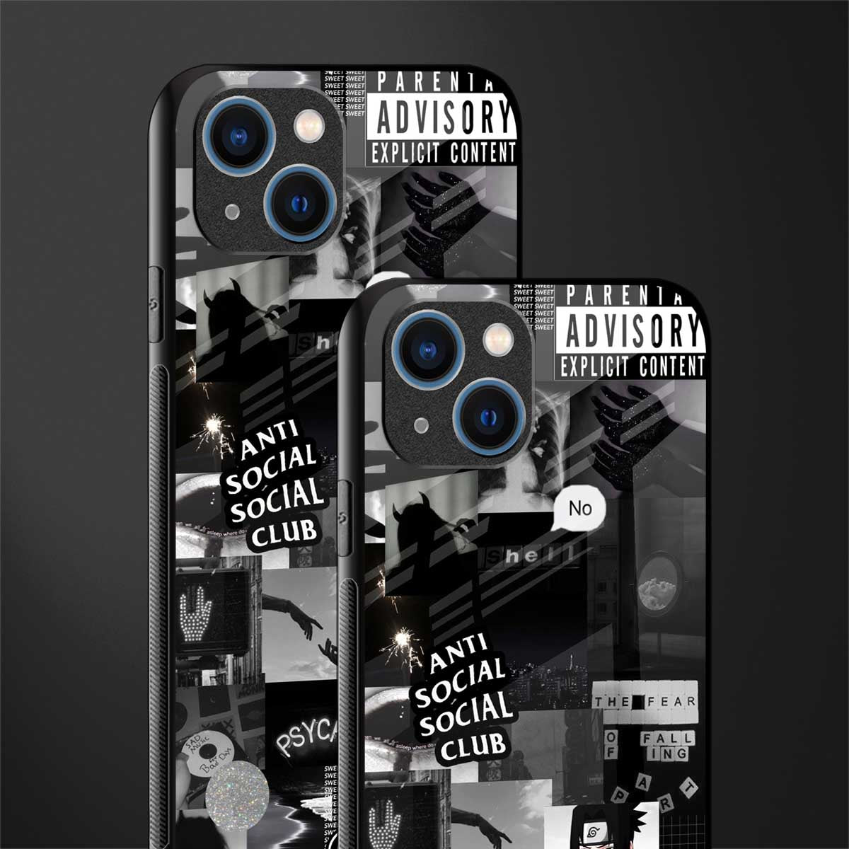 anti social social club dark edition glass case for iphone 13 image-2