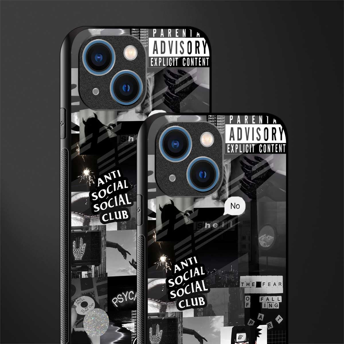 anti social social club dark edition glass case for iphone 13 mini image-2