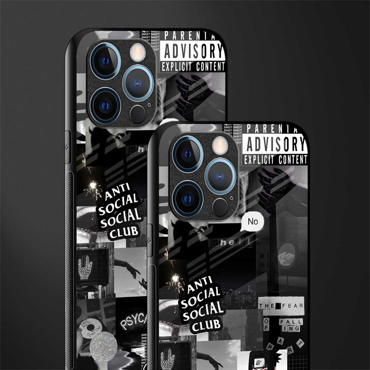 anti social social club dark edition glass case for iphone 12 pro image-2