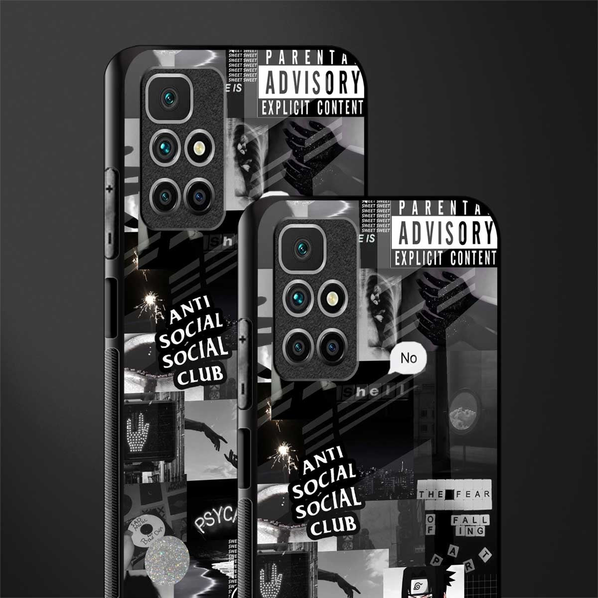 anti social social club dark edition glass case for redmi 10 prime image-2