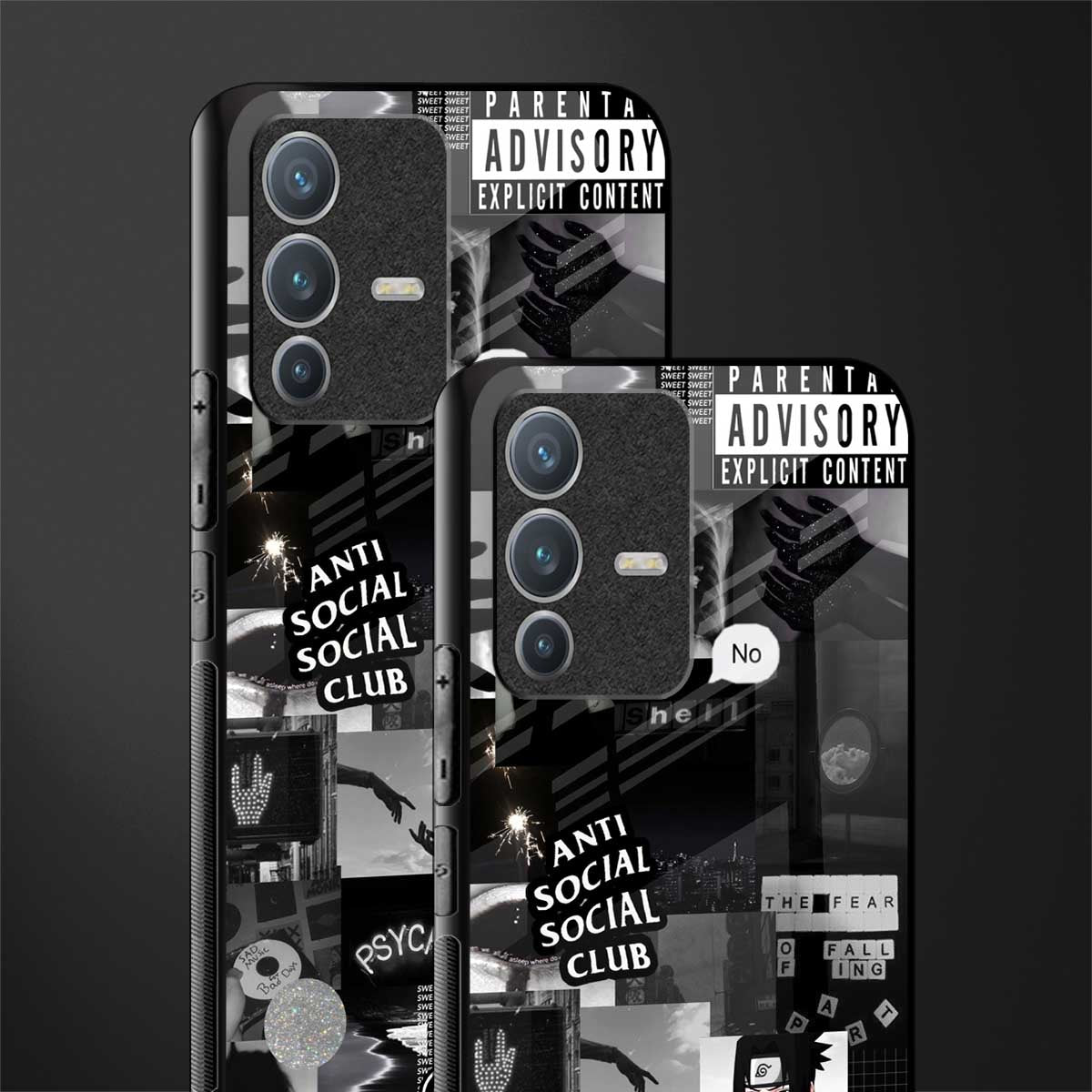 anti social social club dark edition glass case for vivo v23 pro 5g image-2