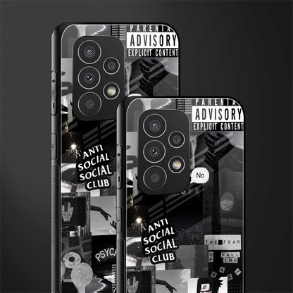 anti social social club dark edition back phone cover | glass case for samsung galaxy a23