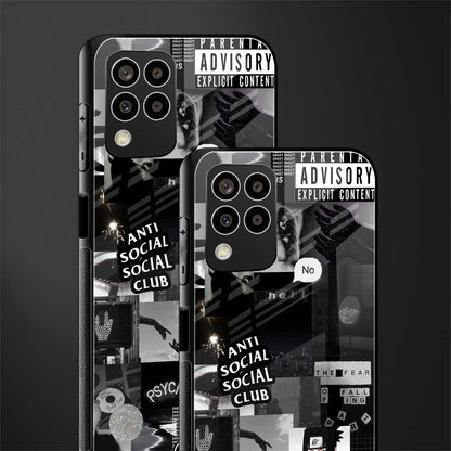 anti social social club dark edition back phone cover | glass case for samsung galaxy m33 5g