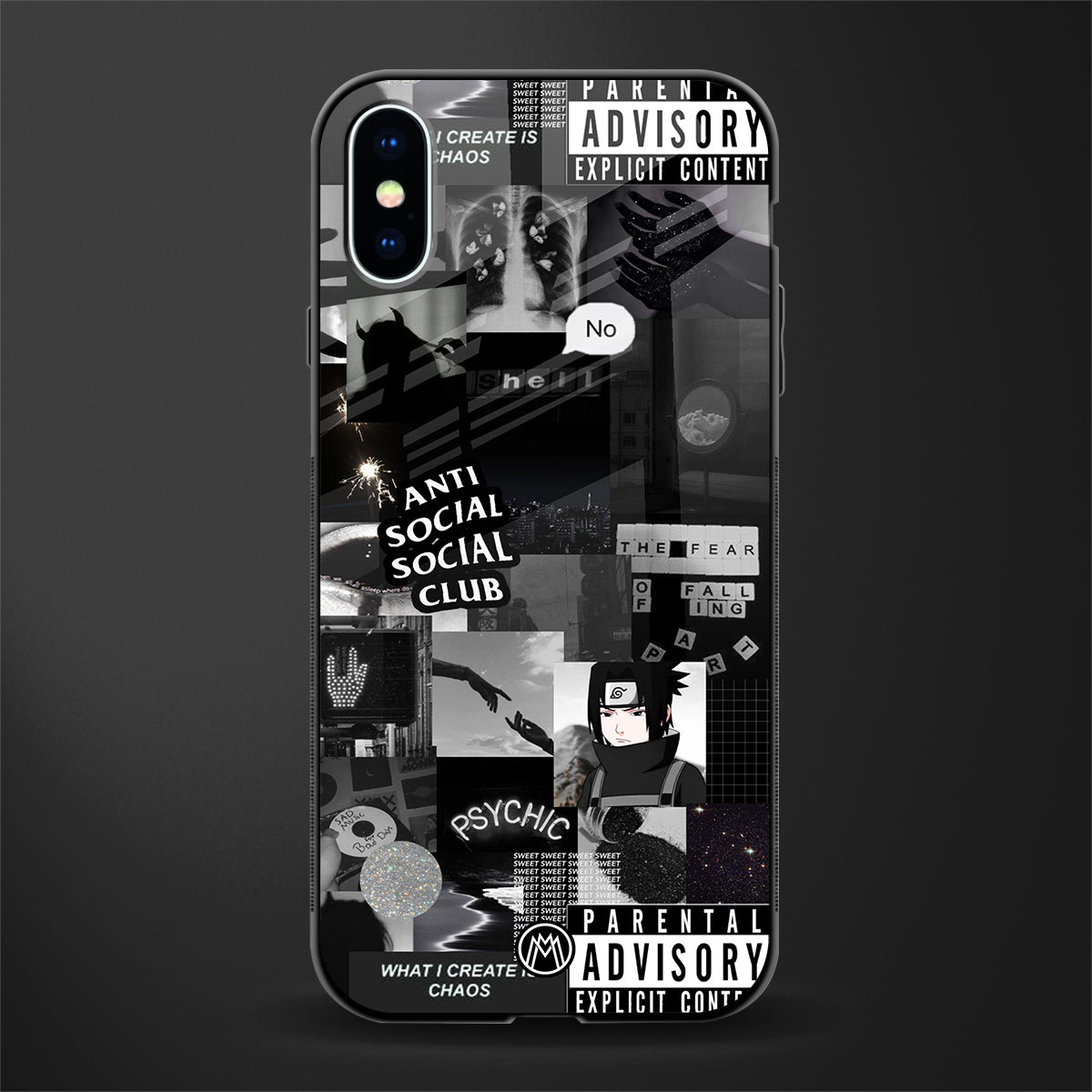 anti social social club dark edition glass case for iphone x image