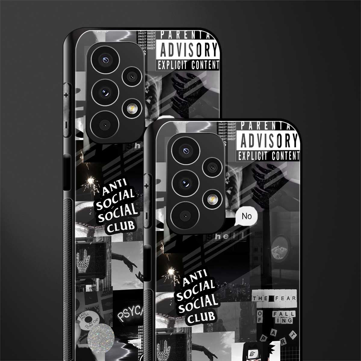 anti social social club dark edition back phone cover | glass case for samsung galaxy a13 4g