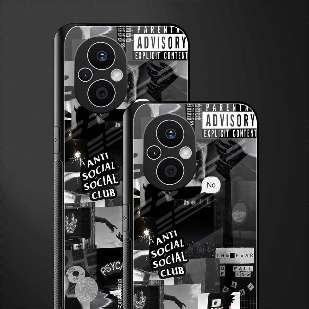 anti social social club dark edition back phone cover | glass case for oppo f21 pro 5g