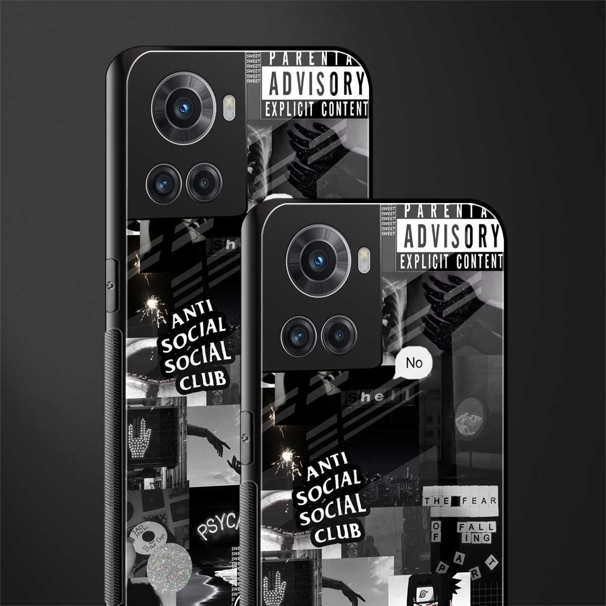 anti social social club dark edition back phone cover | glass case for oneplus 10r 5g