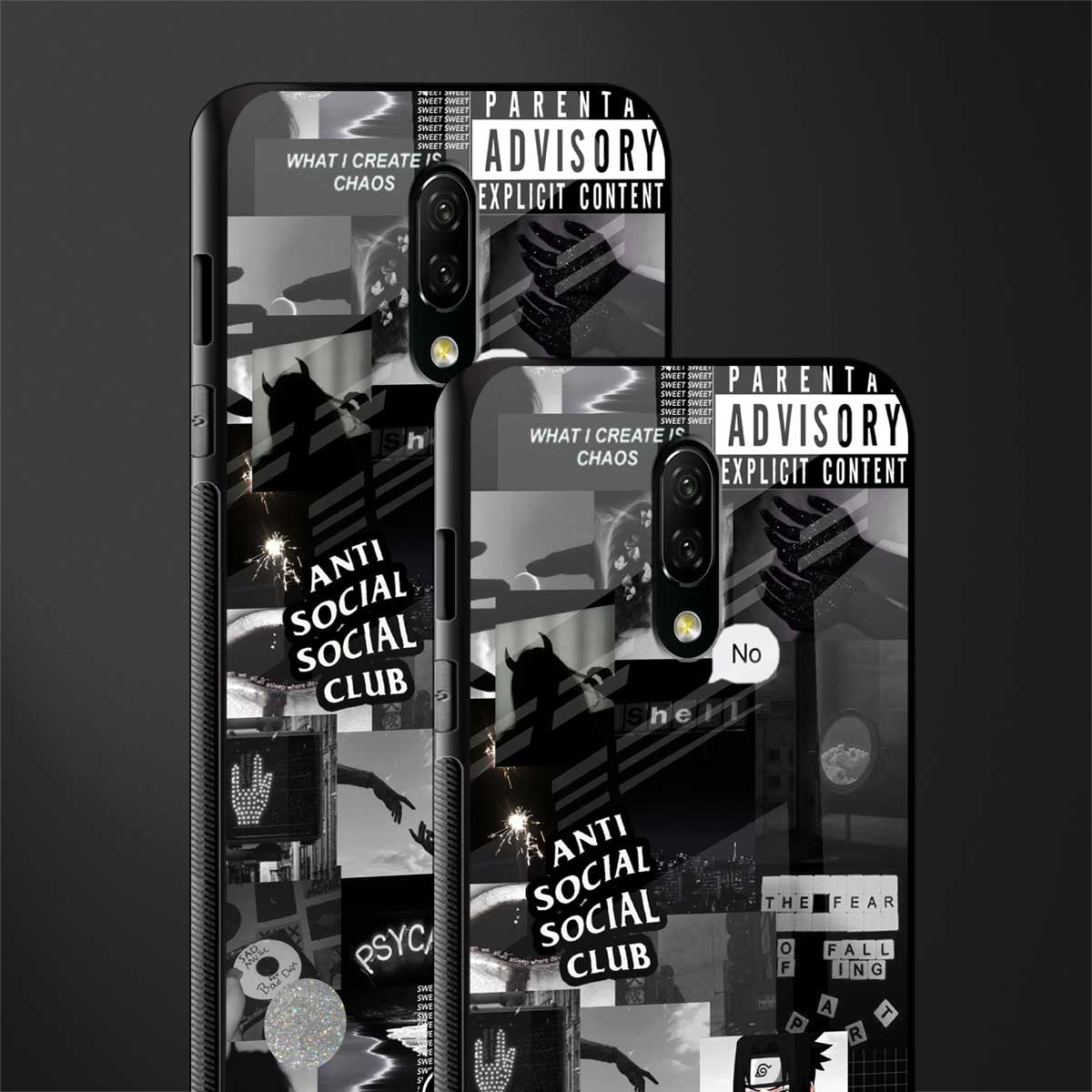 anti social social club dark edition glass case for oneplus 7 image-2