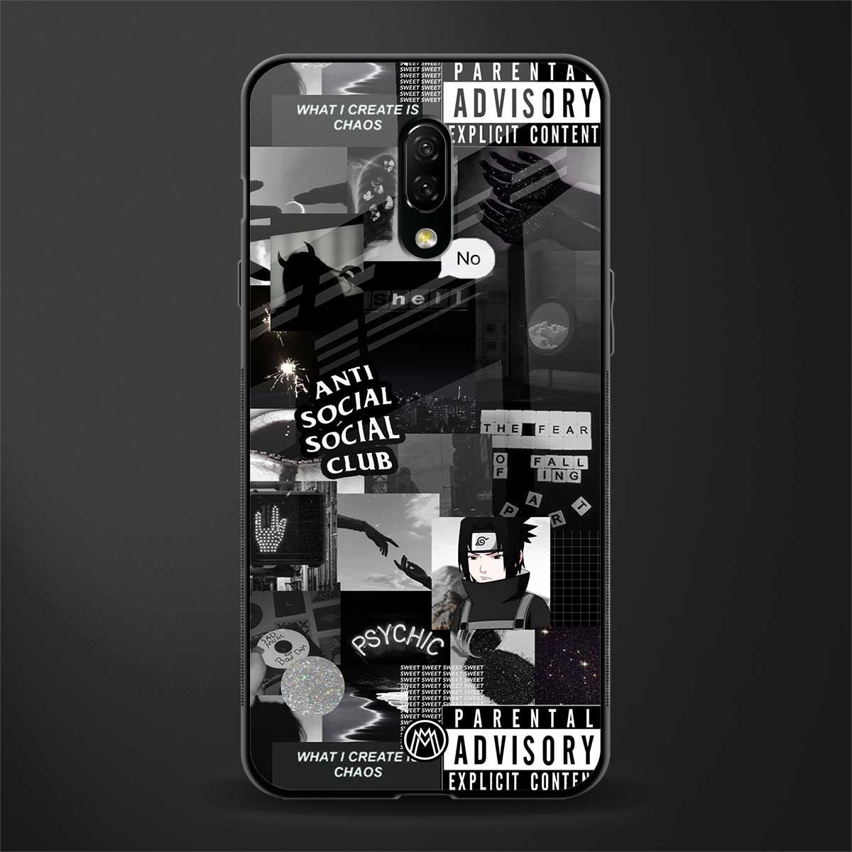 anti social social club dark edition glass case for oneplus 7 image