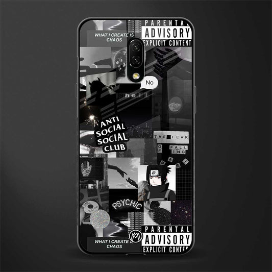 anti social social club dark edition glass case for oneplus 7 image