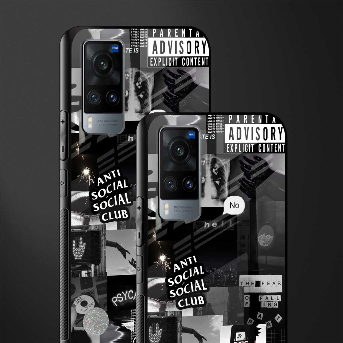 anti social social club dark edition glass case for vivo x60 image-2