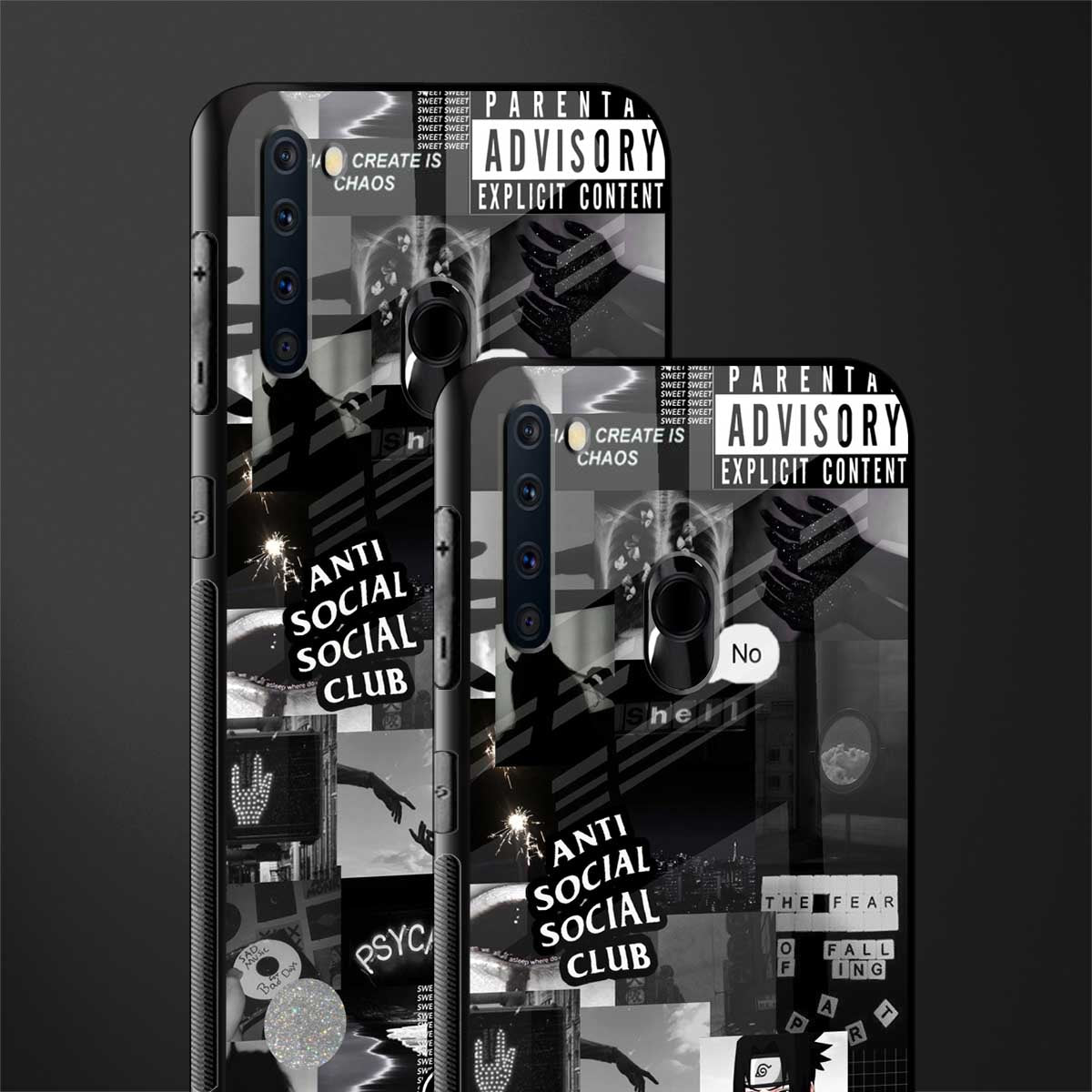 anti social social club dark edition glass case for samsung a21 image-2