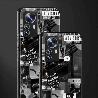 anti social social club dark edition back phone cover | glass case for xiaomi 12 pro
