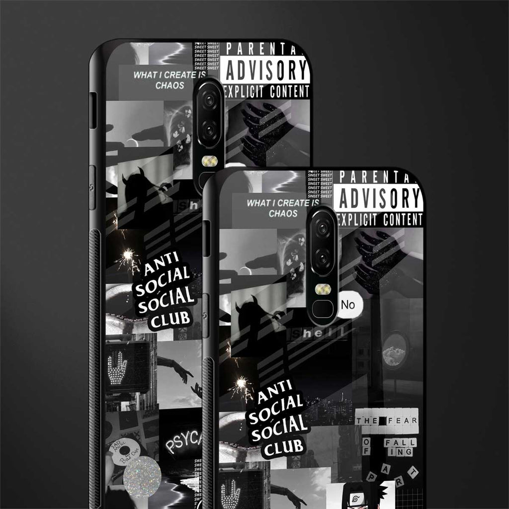 anti social social club dark edition glass case for oneplus 6 image-2