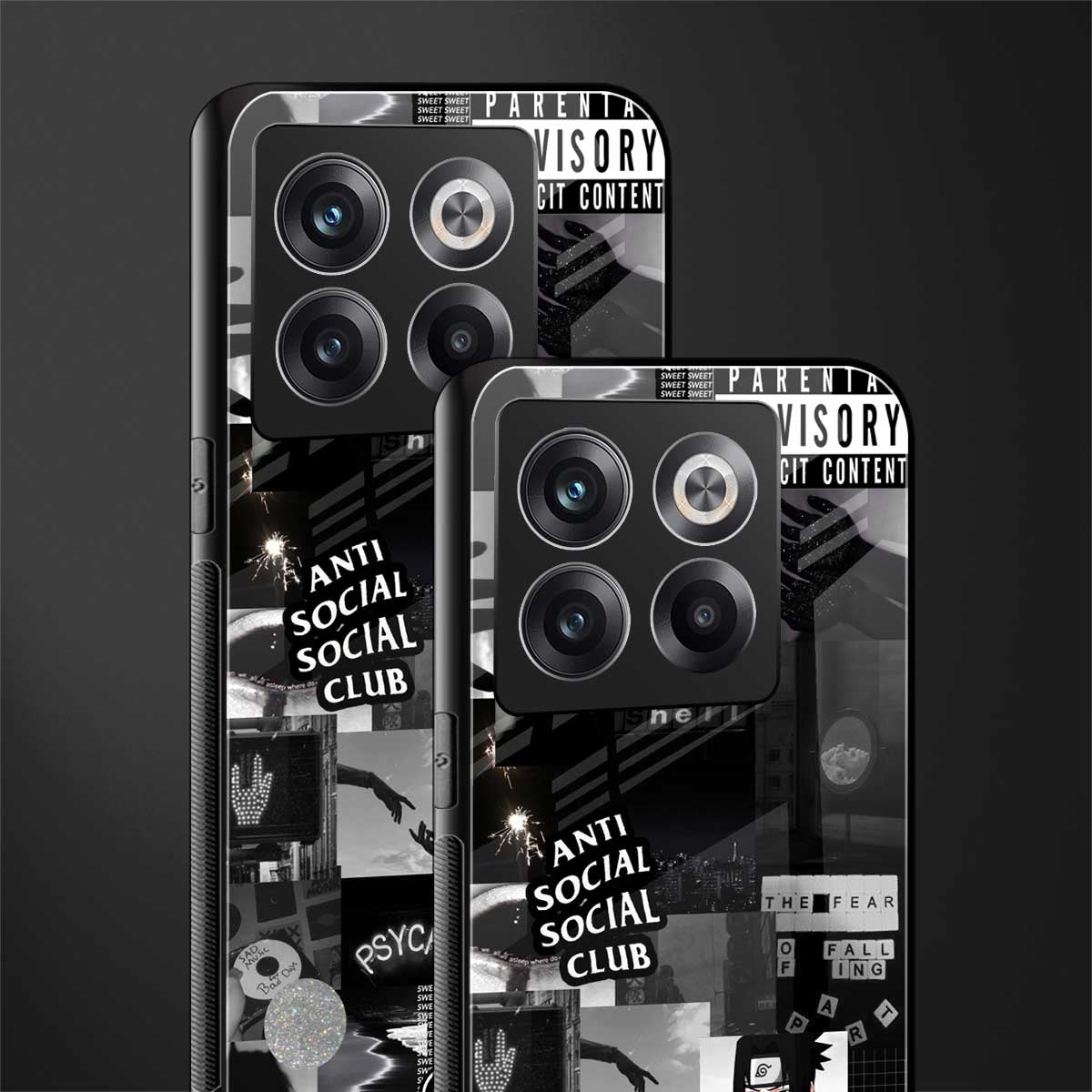 anti social social club dark edition back phone cover | glass case for oneplus 10t