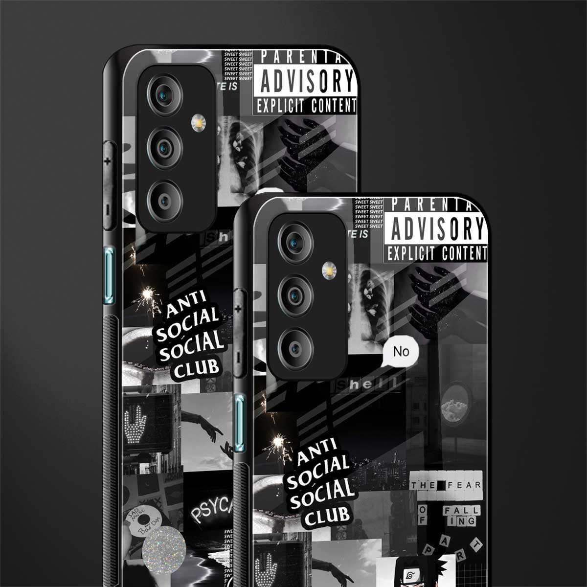 anti social social club dark edition back phone cover | glass case for samsung galaxy f23 5g