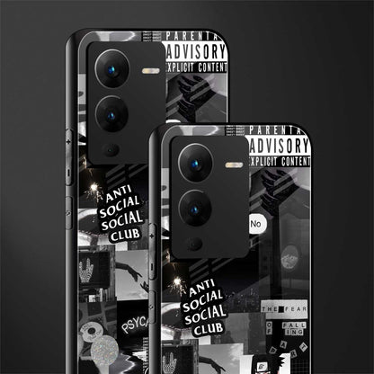 anti social social club dark edition back phone cover | glass case for vivo v25 pro 5g