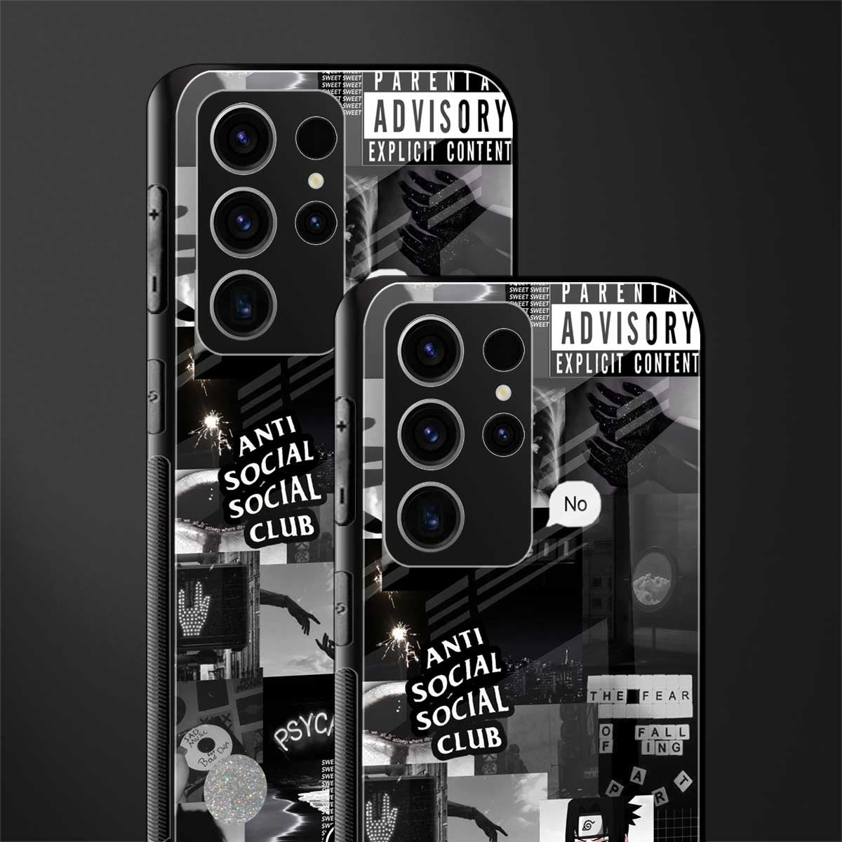 anti social social club dark edition glass case for phone case | glass case for samsung galaxy s23 ultra