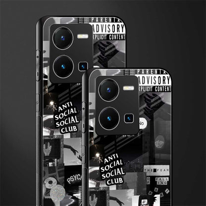 anti social social club dark edition back phone cover | glass case for vivo y35 4g