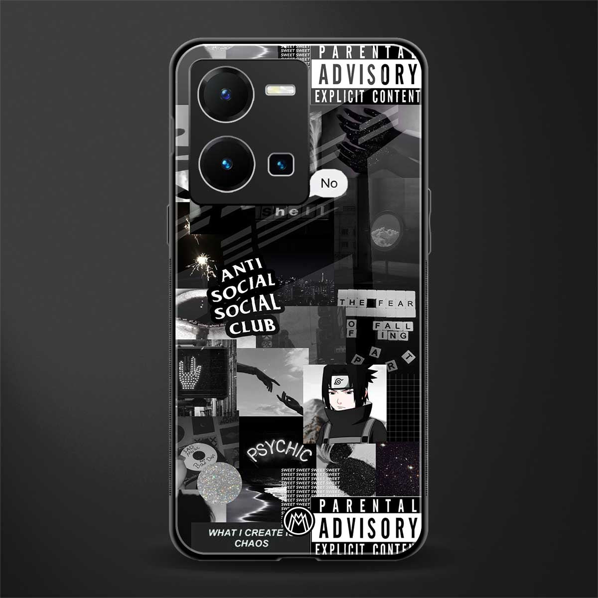 anti social social club dark edition back phone cover | glass case for vivo y35 4g