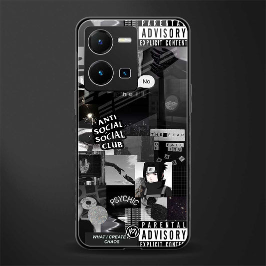 anti social social club dark edition back phone cover | glass case for vivo y35 4g