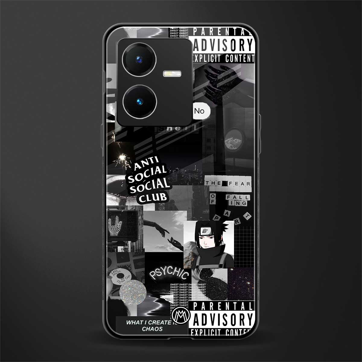 anti social social club dark edition back phone cover | glass case for vivo y22