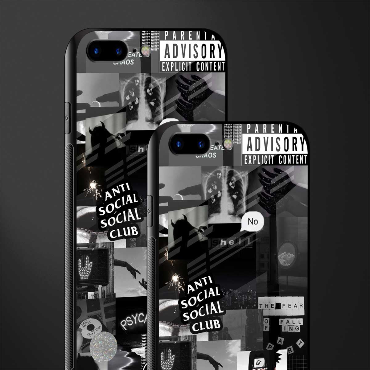 anti social social club dark edition glass case for iphone 8 plus image-2