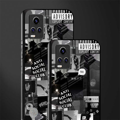 anti social social club dark edition back phone cover | glass case for vivo v21e 4g
