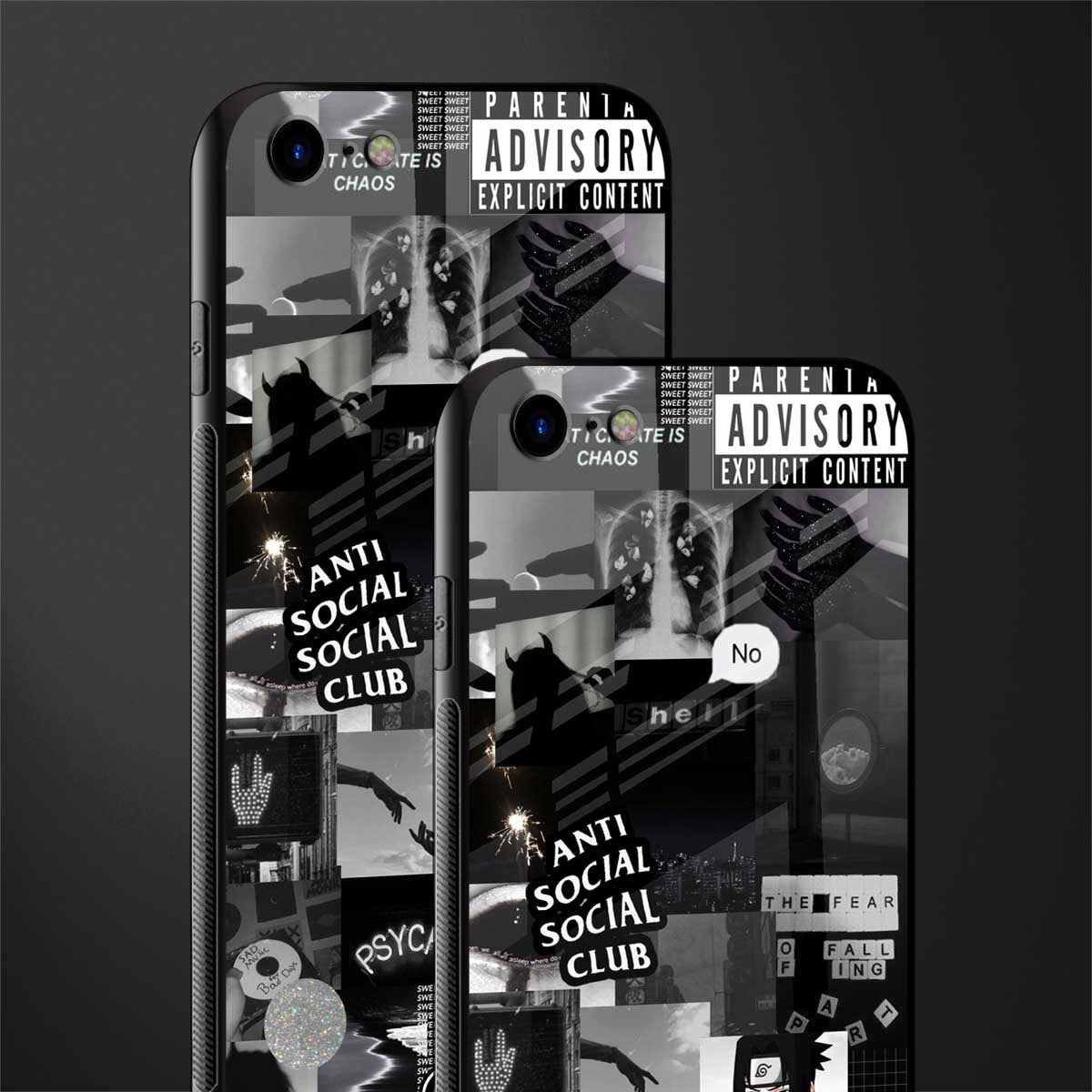 anti social social club dark edition glass case for iphone 8 image-2