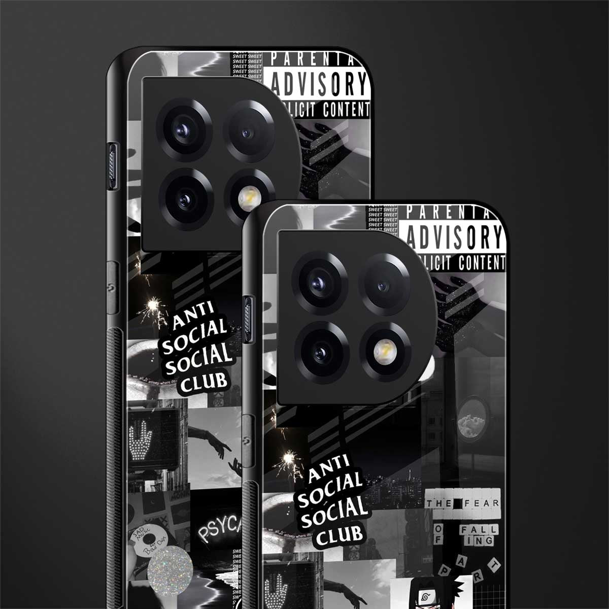 anti social social club dark edition back phone cover | glass case for oneplus 11
