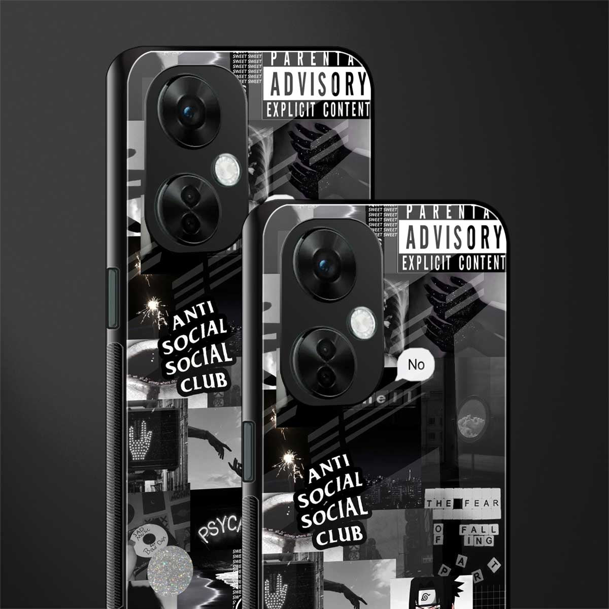 anti social social club dark edition back phone cover | glass case for oneplus nord ce 3 lite