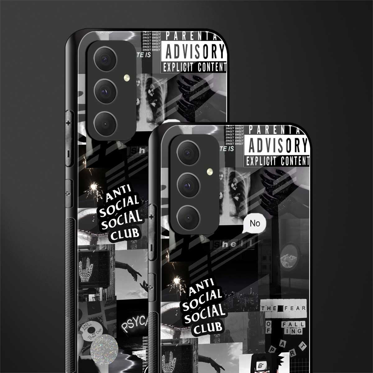 anti social social club dark edition back phone cover | glass case for samsung galaxy a54 5g